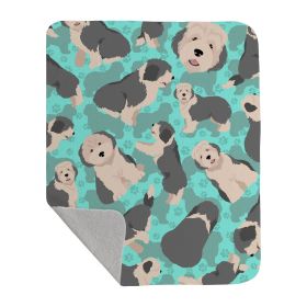 Old English Sheepdog Quilted Blanket 50x60 Artwork Pattern Quilted Throw Blanket for Bed, Couch, Sofa, Soft and Lightweight
