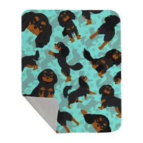 Black and Tan Cavalier King Charles Spaniel Quilted Blanket 50x60 Artwork Pattern Quilted Throw Blanket for Bed, Couch, Sofa, Soft and Lightweigh