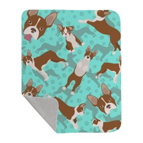 Red Boston Terrier Quilted Blanket 50x60 Artwork Pattern Quilted Throw Blanket for Bed, Couch, Sofa, Soft and Lightweight