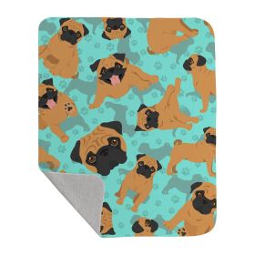 Apricot Pug Quilted Blanket 50x60 Artwork Pattern Quilted Throw Blanket for Bed, Couch, Sofa, Soft and Lightweight