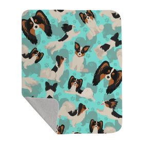 Tricolor Papillon Quilted Blanket 50x60 Artwork Pattern Quilted Throw Blanket for Bed, Couch, Sofa, Soft and Lightweight