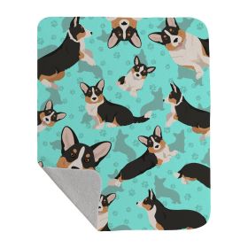 Tricolor Cardigan Corgi Quilted Blanket 50x60 Artwork Pattern Quilted Throw Blanket for Bed, Couch, Sofa, Soft and Lightweight