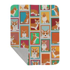 Lots of Red Cardigan Corgi Quilted Blanket 50x60 Artwork Pattern Quilted Throw Blanket for Bed, Couch, Sofa, Soft and Lightweight