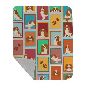 Lots of Blenheim Cavalier Spaniel Quilted Blanket 50x60 Artwork Pattern Quilted Throw Blanket for Bed, Couch, Sofa, Soft and Lightweight