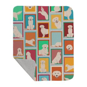 Lots of Cream Golden Retriever Quilted Blanket 50x60 Artwork Pattern Quilted Throw Blanket for Bed, Couch, Sofa, Soft and Lightweight
