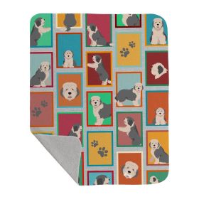 Lots of Old English Sheepdog Quilted Blanket 50x60 Artwork Pattern Quilted Throw Blanket for Bed, Couch, Sofa, Soft and Lightweight