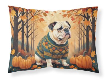 White English Bulldog Fall Standard Pillowcase Lightweight Super Soft Easy Care Decorative Artwork Pillowcase, Standard