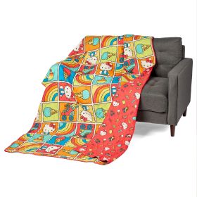 Hello Kitty Rainbow Red Twin Quilted Blanket 60 x 90 inches