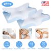 2Pcs Memory Foam Pillow Neck Support Pillow for Pain Relief Sleeping Ergonomic Contour Orthopedic Support Side Back Stomach Sleeper