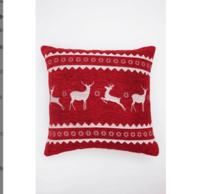 Merry Christmas Cheer Jacquard Machine Woven Throw Pillow-24X24 (Color: Red)