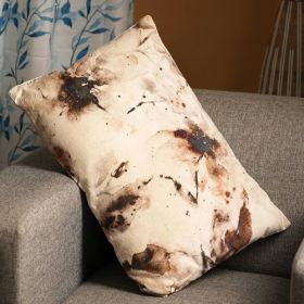 Hand-Embroidered Cotton Velvet Printed Cushion In Brown (Option: Style1)