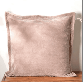 Cotton Velvet Solid Cushion With Flanges -22X22 (Option: Lavender)