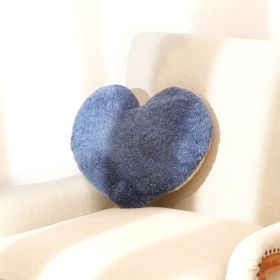 Decorative Heart Shape Blue Tufted Cotton Pillow (Color: Blue)
