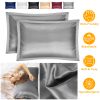 2 Pack Soft Silky Satin Pillow Case Hypoallergenic Breathable Bed Pillow Cover Queen Size Pillowcase Great for Hair Skin
