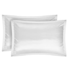 2 Pack Soft Silky Satin Pillow Case Hypoallergenic Breathable Bed Pillow Cover Queen Size Pillowcase Great for Hair Skin (Option: 2PcsQueenPillowCaseWhite)