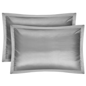 2 Pack Soft Silky Satin Pillow Case Hypoallergenic Breathable Bed Pillow Cover Queen Size Pillowcase Great for Hair Skin (Option: 2PcsQueenPillowCaseSilver)