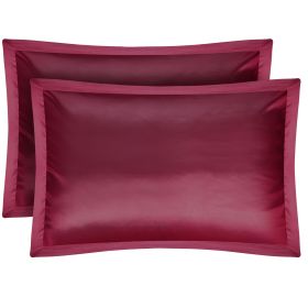 2 Pack Soft Silky Satin Pillow Case Hypoallergenic Breathable Bed Pillow Cover Queen Size Pillowcase Great for Hair Skin (Option: 2PcsQueenPillowCaseBurgandy)