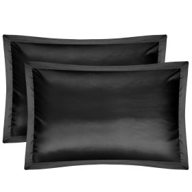 2 Pack Soft Silky Satin Pillow Case Hypoallergenic Breathable Bed Pillow Cover Queen Size Pillowcase Great for Hair Skin (Option: 2PcsQueenPillowCaseBlack)